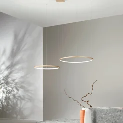 Viadurini Lighting Moderne Kronleuchter-Kronleuchter mit 2 oder 3 horizontalen runden LED-Leuchten aus lackiertem Metall – Maulbeere