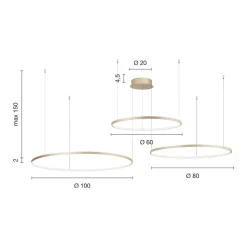 Viadurini Lighting Moderne Kronleuchter-Kronleuchter mit 2 oder 3 horizontalen runden LED-Leuchten aus lackiertem Metall – Maulbeere