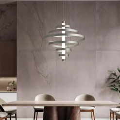 Viadurini Lighting Moderne Kronleuchter-Kronleuchter mit Glaskörper und 6 Aluminiumkreisen - Clara