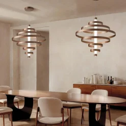 Viadurini Lighting Moderne Kronleuchter-Kronleuchter mit Glaskörper und 6 Aluminiumkreisen - Clara