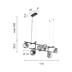 Viadurini Lighting Moderne Kronleuchter-Kronleuchter mit LED aus goldlackiertem Metall und geblasenem Glas - Ailanto