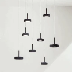 Viadurini Lighting Moderne Kronleuchter-Kronleuchter mit rundem Sockel aus schwarz lackiertem Metall und LED-Licht – Hainbuche