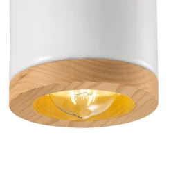 Ferroluce Deckenleuchte Industrial-Kunsthandwerkliche Deckenlampe aus Holz und Keramik im nordischen Stil - Nateca