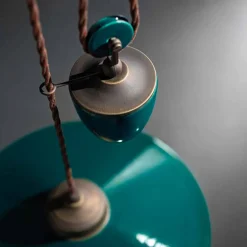 Ferroluce Pendelleuchten Vintage-Lampe Flaschenzug aus Keramik und Messing Britney