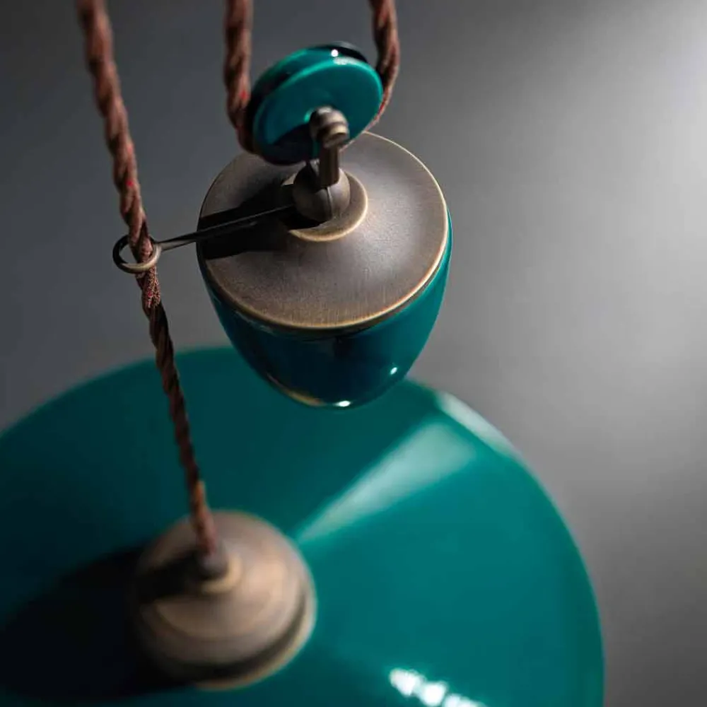 Ferroluce Pendelleuchten Vintage-Lampe Flaschenzug aus Keramik und Messing Britney