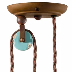 Ferroluce Pendelleuchten Vintage-Lampe Flaschenzug Country aus Metall und Keramik Evelyn