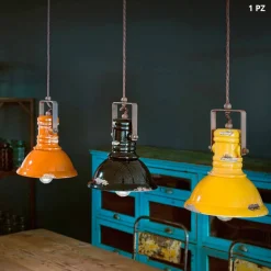 Ferroluce Pendelleuchten Vintage-Lampe im Industrial Design aus Keramik und Metall Ruth