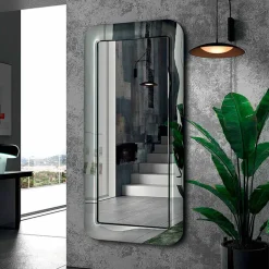 Viadurini Living Wandspiegel-Langer rechteckiger Spiegel mit Rahmen in Kristalloptik, hergestellt in Italien – Loop