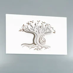 Viadurini Decor Blumen Bilder-Lasergravierte weiße Tafel mit Baum und Familie, hergestellt in Italien – Helga