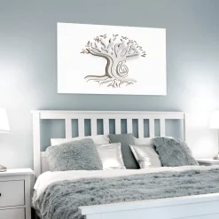 Viadurini Decor Blumen Bilder-Lasergravierte weiße Tafel mit Baum und Familie, hergestellt in Italien – Helga