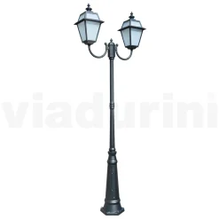 Viadurini Lighting Gartenlampion-Laternenpfahl 2 Lichter aus Aluminium und Glas im Vintage-Stil, hergestellt in Italien – Vivian