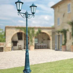 Viadurini Lighting Gartenlampion-Laternenpfahl 2 Lichter aus Aluminium und Glas Made in Italy Vintage - Janira