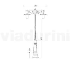 Viadurini Lighting Gartenlampion-Laternenpfahl 2 Lichter im Vintage-Stil aus grauem Aluminium, hergestellt in Italien – Belen