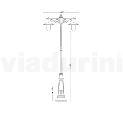 Viadurini Lighting Gartenlampion-Laternenpfahl 2 Lichter im Vintage-Stil aus grauem Aluminium, hergestellt in Italien – Belen