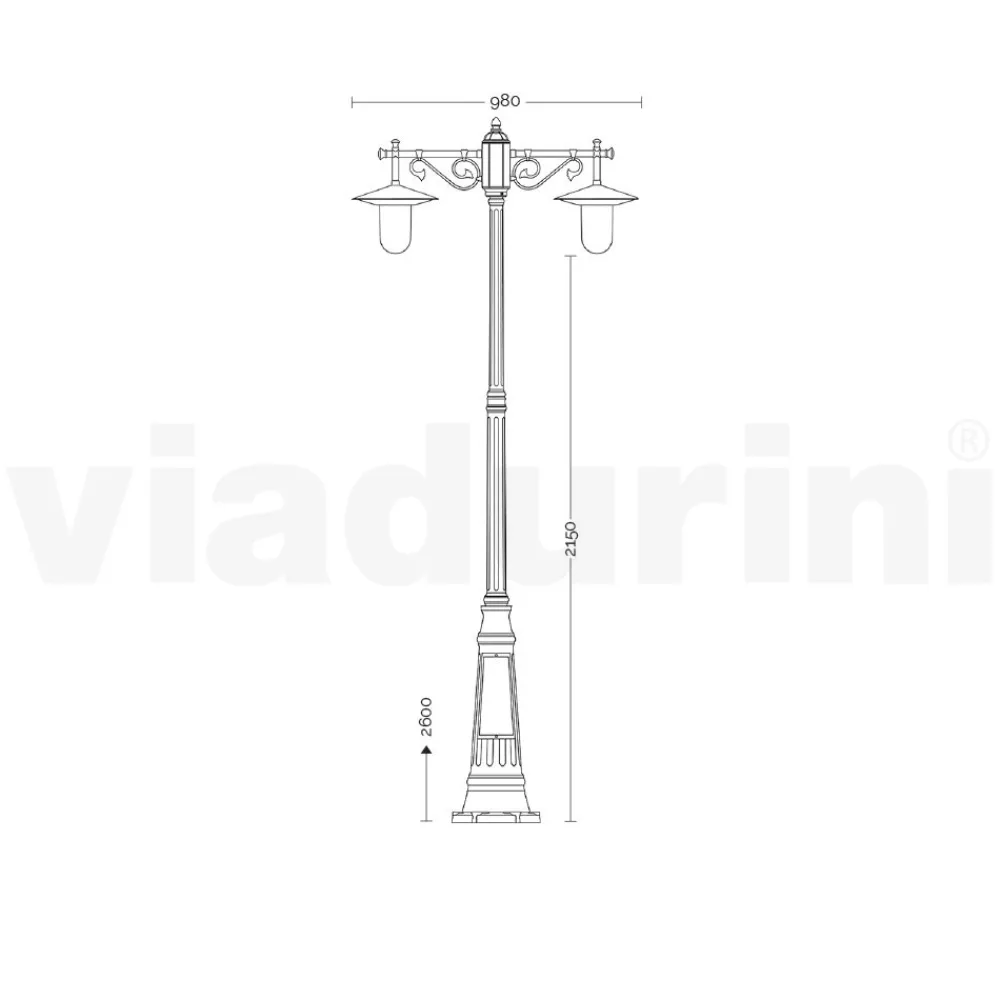 Viadurini Lighting Gartenlampion-Laternenpfahl 2 Lichter im Vintage-Stil aus grauem Aluminium, hergestellt in Italien – Belen