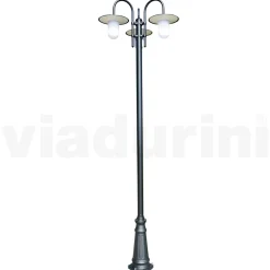 Viadurini Lighting Gartenlampion-Laternenpfahl mit 3 Lichtern im Vintage-Stil aus grauem Aluminium, hergestellt in Italien – Belen