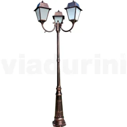 Viadurini Lighting Gartenlampion-Laternenpfahl mit 3 Lichtern im Vintage-Stil aus Aluminium und Glas, hergestellt in Italien – Doroty