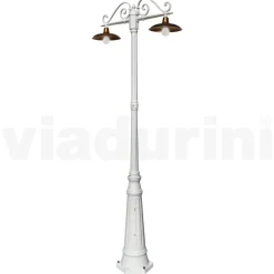 Viadurini Lighting Gartenlampion-Laternenpfahl mit 2 Lichtern im Vintage-Stil aus Aluminium und Messing, hergestellt in Italien – Adela