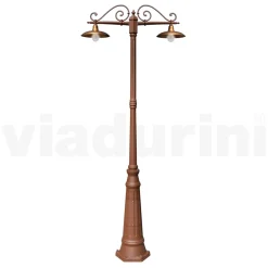 Viadurini Lighting Gartenlampion-Laternenpfahl mit 2 Lichtern im Vintage-Stil aus Aluminium und Messing, hergestellt in Italien – Adela