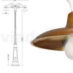 Viadurini Lighting Gartenlampion-Laternenpfahl mit 2 Lichtern im Vintage-Stil aus Aluminium und Messing, hergestellt in Italien – Adela