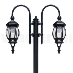 Viadurini Lighting Gartenlampion-Laternenpfahl mit 2 Lichtern im Vintage-Stil aus grauem Aluminium, hergestellt in Italien – Empire