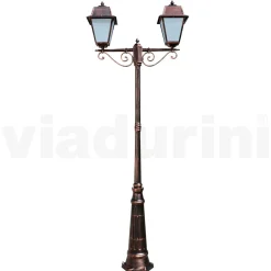 Viadurini Lighting Gartenlampion-Laternenpfahl mit 2 Lichtern im Vintage-Stil aus Aluminium, hergestellt in Italien – Doroty