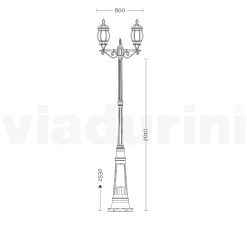 Viadurini Lighting Gartenlampion-Laternenpfahl mit 2 Lichtern im Vintage-Stil aus weißem Aluminium, hergestellt in Italien – Dodo