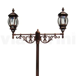 Viadurini Lighting Gartenlampion-Laternenpfahl mit 2 Lichtern im Vintage-Stil aus Aluminium, hergestellt in Italien – Leona