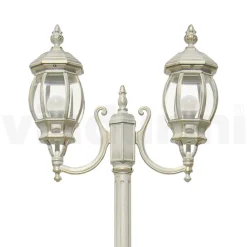 Viadurini Lighting Gartenlampion-Laternenpfahl mit 2 Lichtern im Vintage-Stil aus weißem Aluminium, hergestellt in Italien – Dodo
