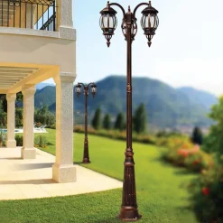 Viadurini Lighting Gartenlampion-Laternenpfahl mit 3 Lichtern im Vintage-Stil aus Aluminium, hergestellt in Italien – Leona