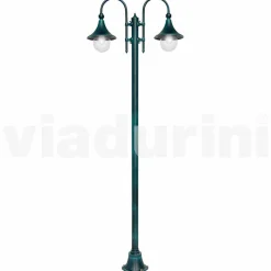Viadurini Lighting Gartenlampion-Laternenpfahl mit zwei Außenleuchten aus Aluminiumdruckguss, hergestellt in Italien, Anusca