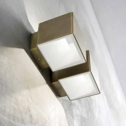 Aldo Bernardi Moderne Wandleuchten-Led Wandleuchte aus Messing und Gips - Cubetto