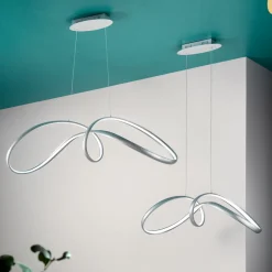 Viadurini Lighting Designer Pendelleuchten-LED-Pendelleuchte aus silberfarbenem Metall, 2 Größen Modernes Design - Lumino