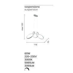 Viadurini Lighting Designer Pendelleuchten-LED-Pendelleuchte aus silberfarbenem Metall, 2 Größen Modernes Design - Lumino