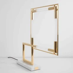 Viadurini Lighting Moderne Tischlampen-LED-Tischlampe aus Messing mit Marmorsockel Made in Italy - Quizza