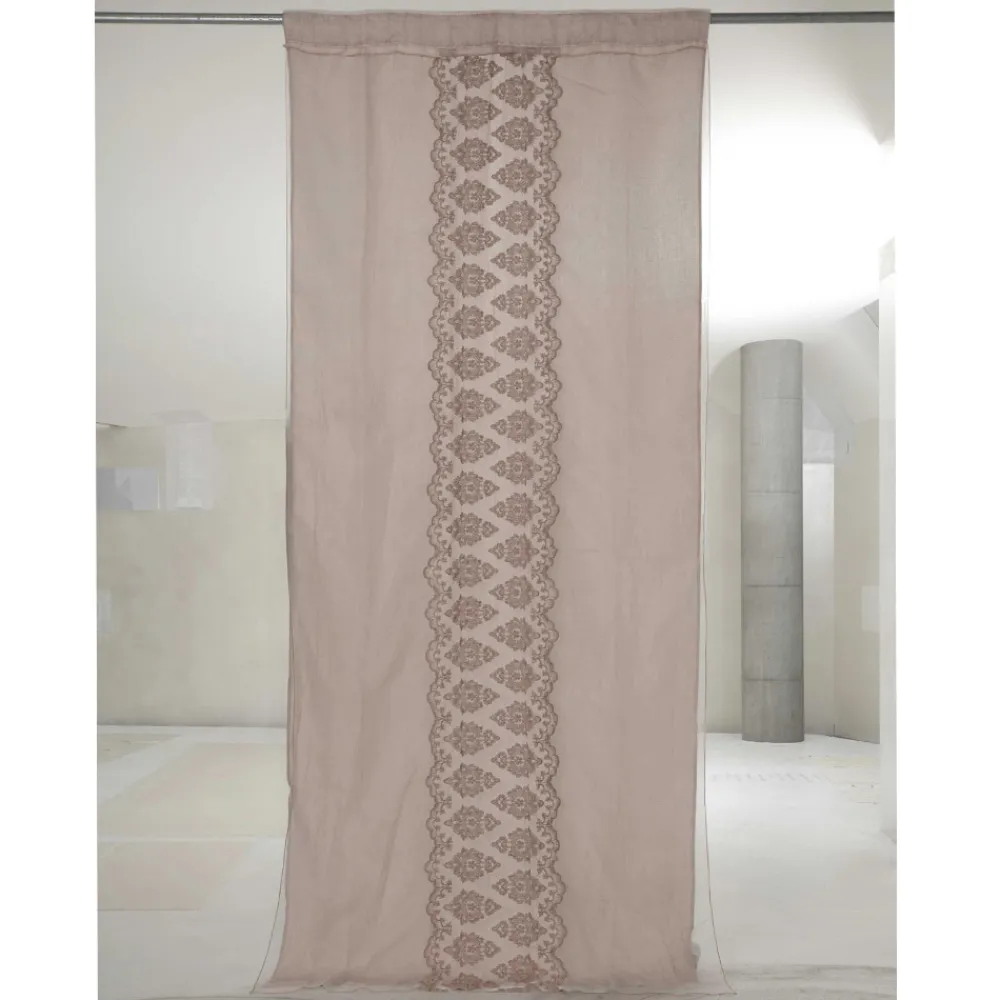Viadurini Textile Leinenvorhänge-Leichter Leinenvorhang mit Organza und gotischer Stickerei im Luxury Center - Marinella