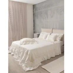 Viadurini Textile Leinenvorhänge-Leichter Leinenvorhang mit Organza und gotischer Stickerei im Luxury Center - Marinella