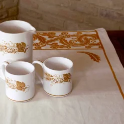 Viadurini by Marchi 1633 Tischdecken-Leinen Frühstücksservierset mit handgefertigtem Druck Unikat