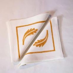 Viadurini by Marchi 1633 Tischdecken-Leinen Frühstücksservierset mit handgefertigtem Druck Unikat