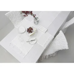 Viadurini Textile Runner-Leinen Tischläufer mit weißer Spitze, italienische Luxusqualität - Farnese