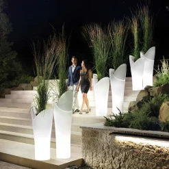 Viadurini in the Garden Lichtmöbel-Leuchtende Außenvase aus weißem Polyethylen Made in Italy - Galileo