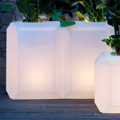 Myyour Lichtmöbel-Leuchtende Vase aus Kunststoff für Außen oder Innen, 3 Größen, 2 Stück - Gem von