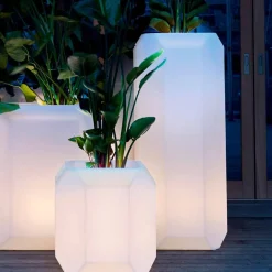 Myyour Lichtmöbel-Leuchtende Vase aus Kunststoff für Außen oder Innen, 3 Größen, 2 Stück - Gem von