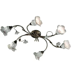 Ferroluce Vintage Deckenleuchten-6-Licht-Deckenleuchte aus handwerklicher Keramik mit verzierten Rosen - Pisa