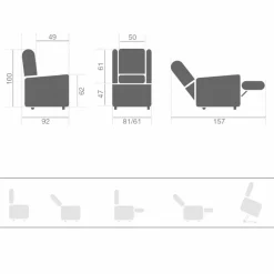 Viadurini Living Aufstehsessel Und Massagesessel-Lift Relax Liegesessel mit 2 Motoren mit Rädern, Made in Italy - Isabelle