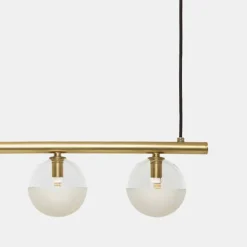 Il Fanale Designer Pendelleuchten-Lineare Pendelleuchte 4 Lichter Naturmessing und Glas - Molecola von