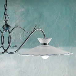 Ferroluce Pendelleuchten Vintage-Lineare Pendelleuchte 2 Lichter Keramik Handgefertigter Stickeffekt - Ravenna