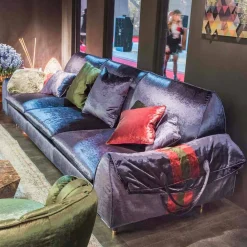 Viadurini Italian Sofas Moderne Sofas-Lineares Sofa Axel mit Stoffbezug und Armlehnen mit Stauraum storage