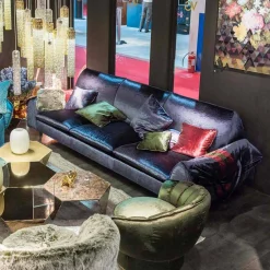 Viadurini Italian Sofas Moderne Sofas-Lineares Sofa Axel mit Stoffbezug und Armlehnen mit Stauraum storage