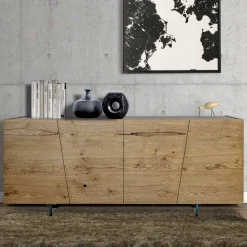 Viadurini Living Anrichte-Living Sideboard mit 4 Türen aus Massivholz Made in Italy - Khal
